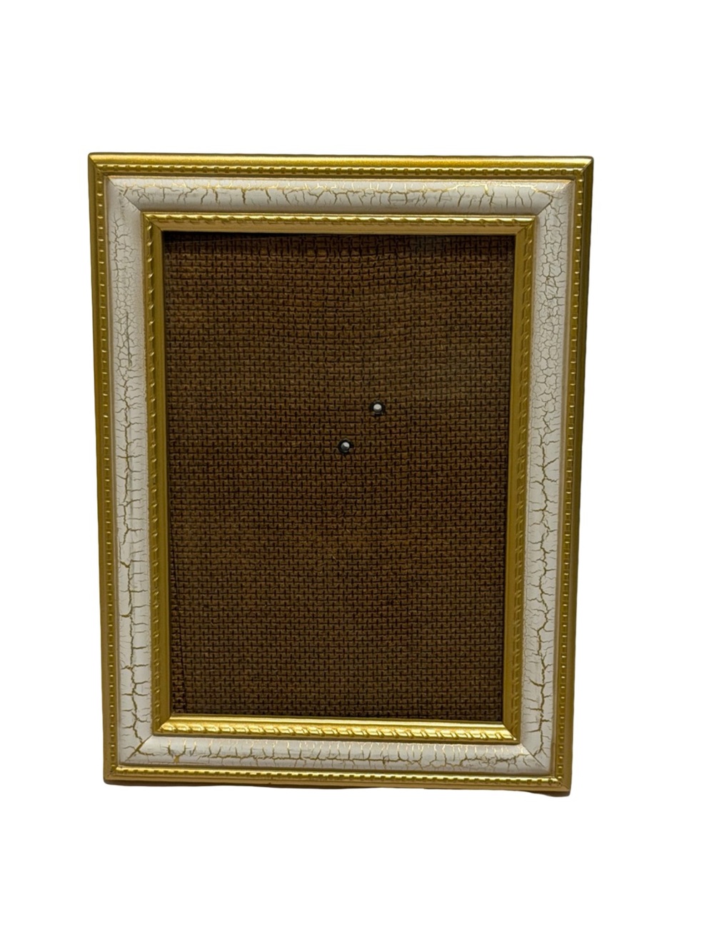 Vintage Gold White Distressed Photo Frame Easel Back Decor
